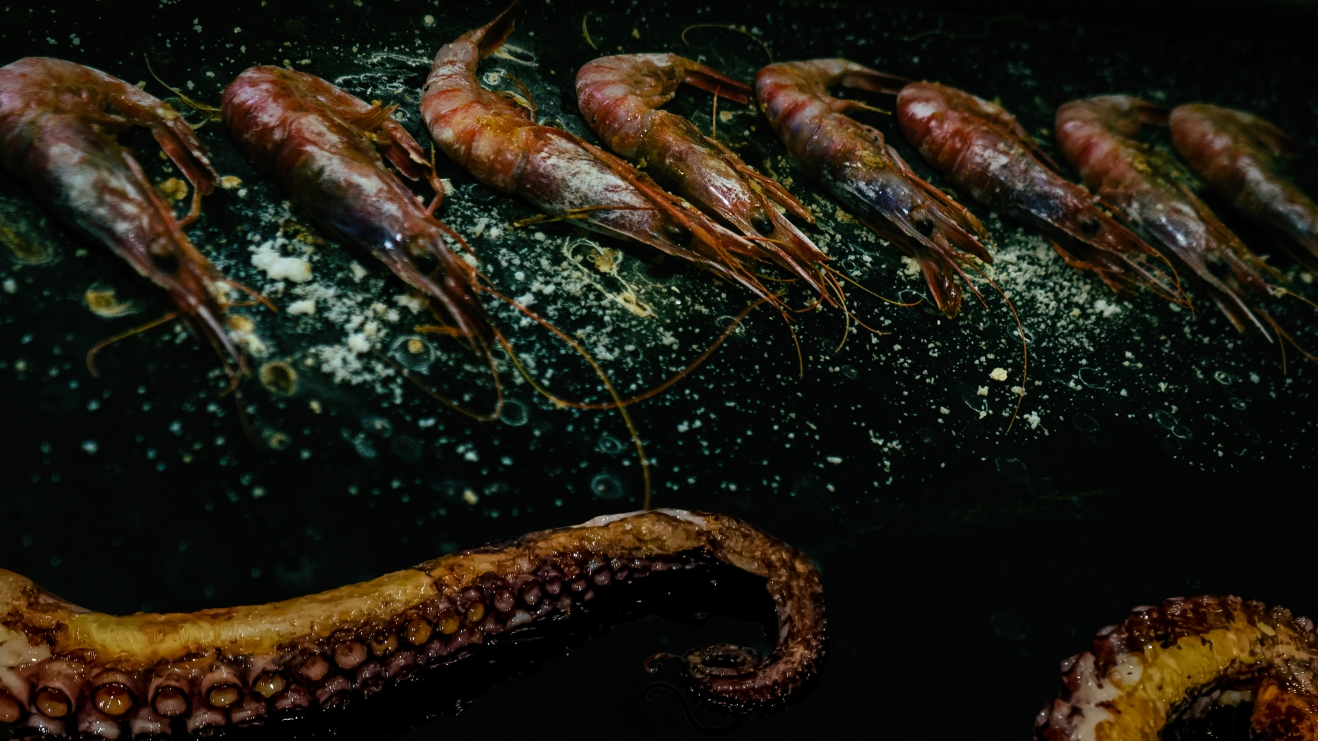 Gambas a la plancha con pulpo - Som de Mar